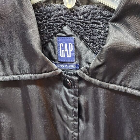 GAP Men's Bomber Sherpa Blk Coach Jacket Sz M Snap Closure‎ Buttons Slat Pockets - Picture 5 of 16